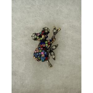 Cute Gold Tone Rhinestone Koala Bear Scarf Pin